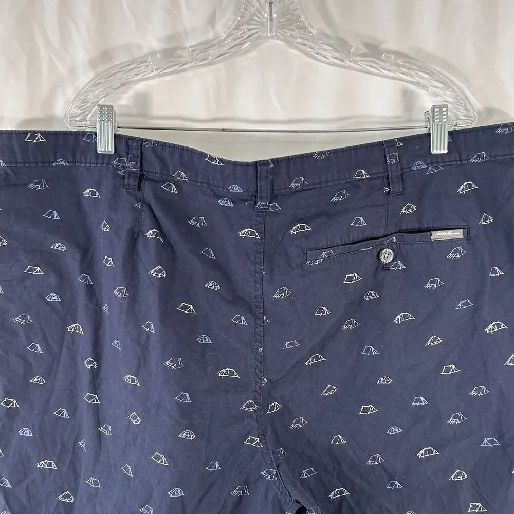 Eddie Bauer Shorts Mens 42 Navy Blue Camping Theme Pockets 100% Cotton - Picture 8 of 10